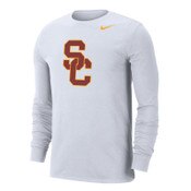 USC Trojans Men's Nike White SC Interlock Dri-FIT Cotton Long Sleeve T-Shirt